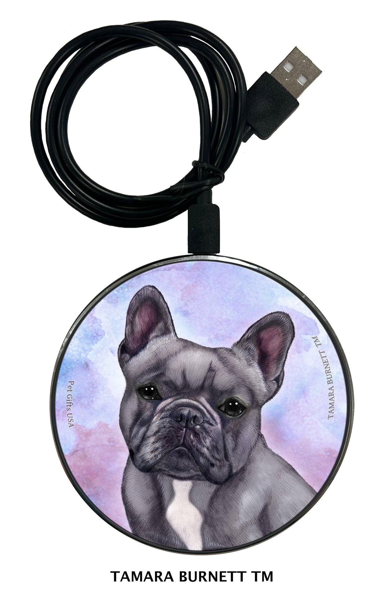 French Bulldog Blue and White Zoomies Wireless Charger