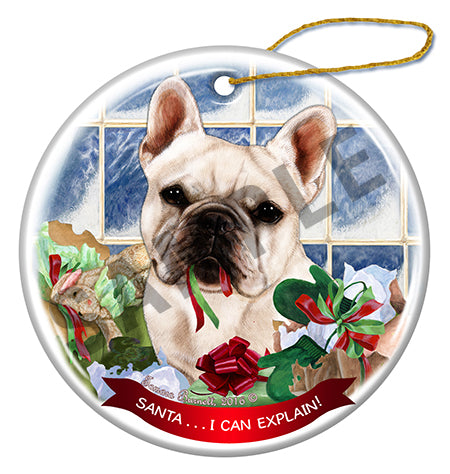 French Bulldog White Ornament