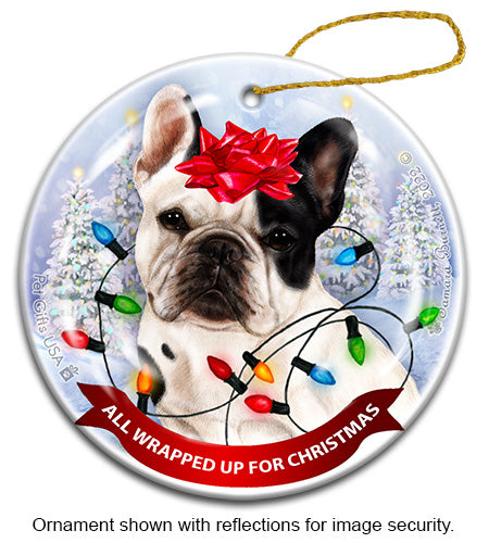 French Bulldog White & Black Ornament
