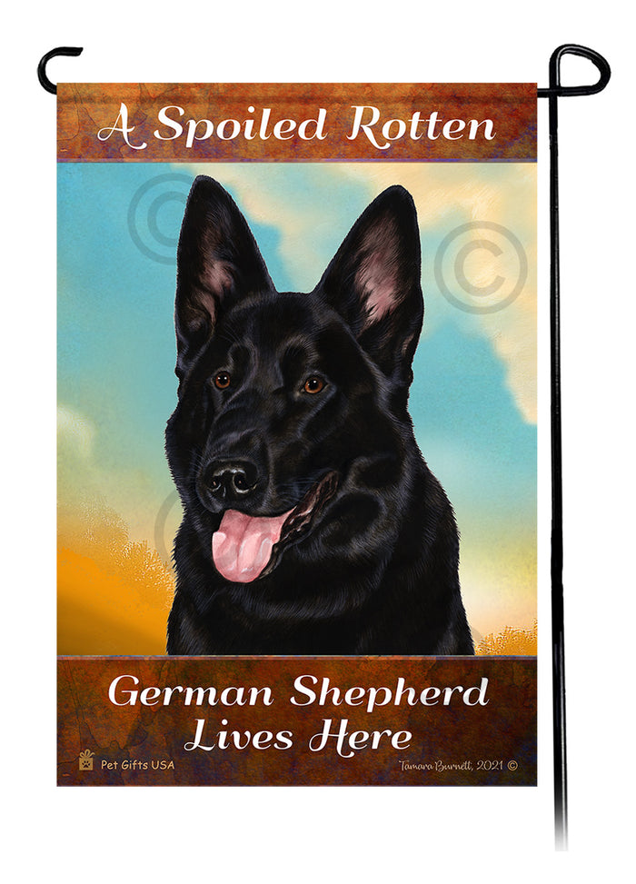 German Shepherd Spoiled Rotten Garden Flags