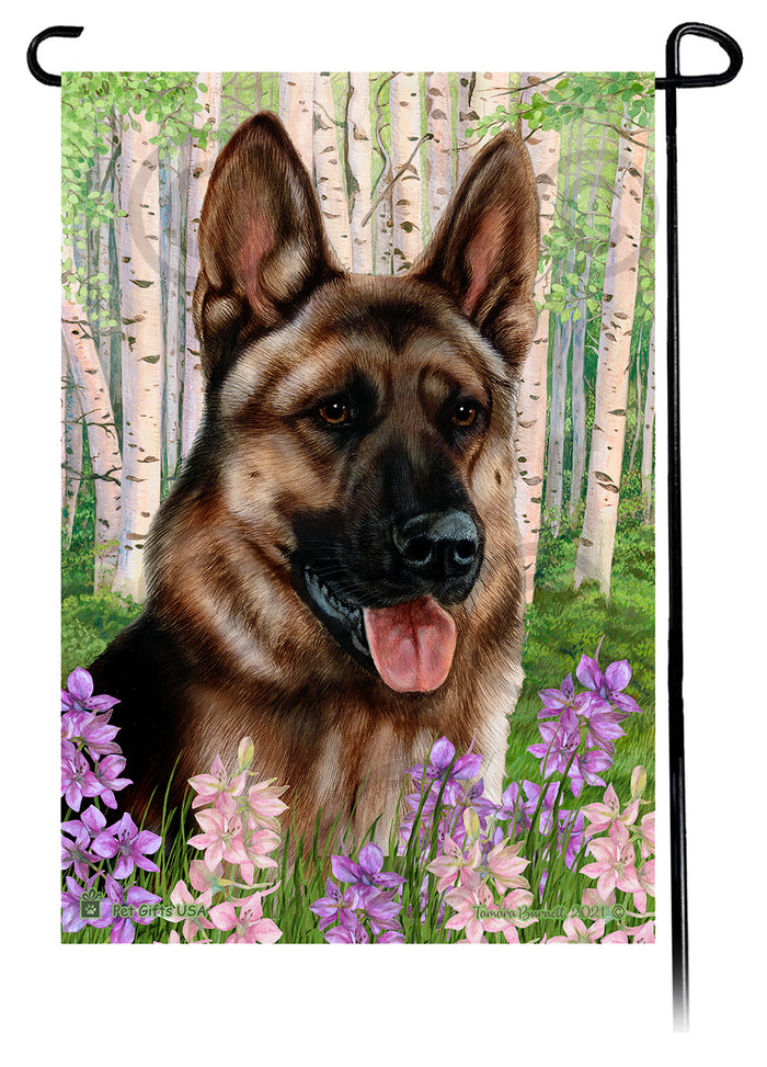 German Shepherd Spring Flowers Garden Flags