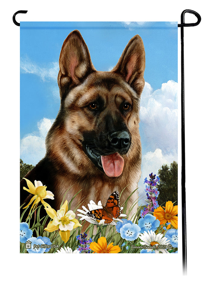 German Shepherd Summer Flowers Garden Flags