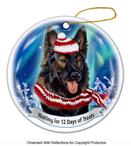German Shepherd Dark Brown Sable Plush Ornament