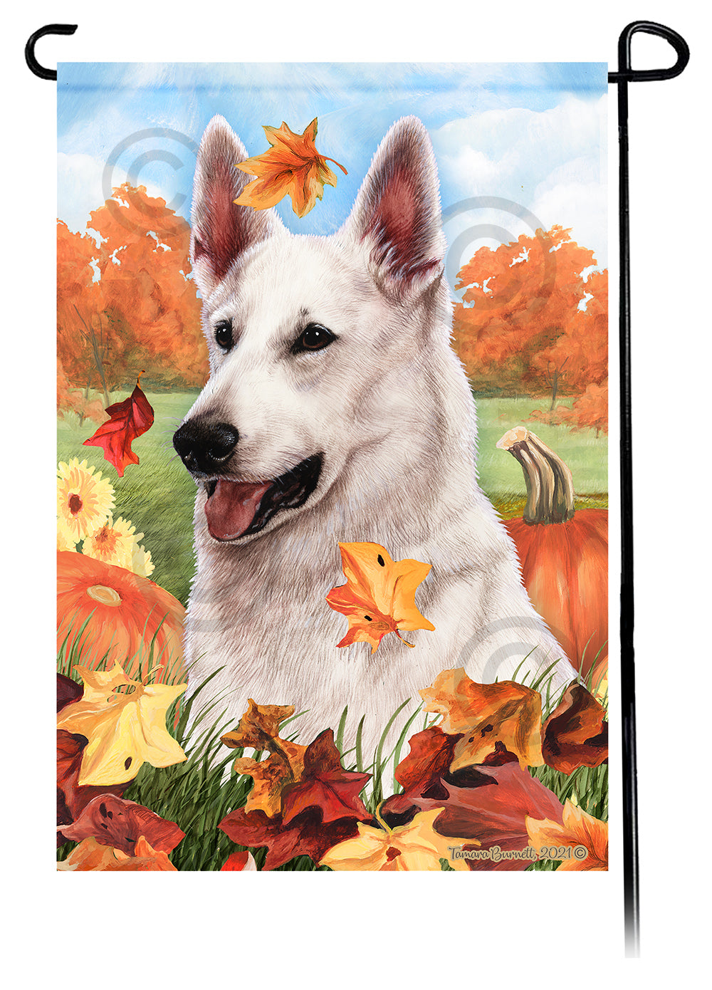 German Shepherd Falling Leaves - Garden Flag