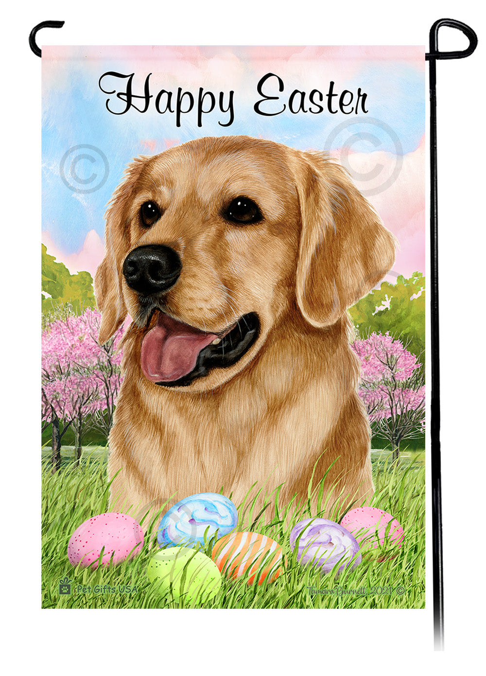 Golden Retriever Happy Easter Garden Flags