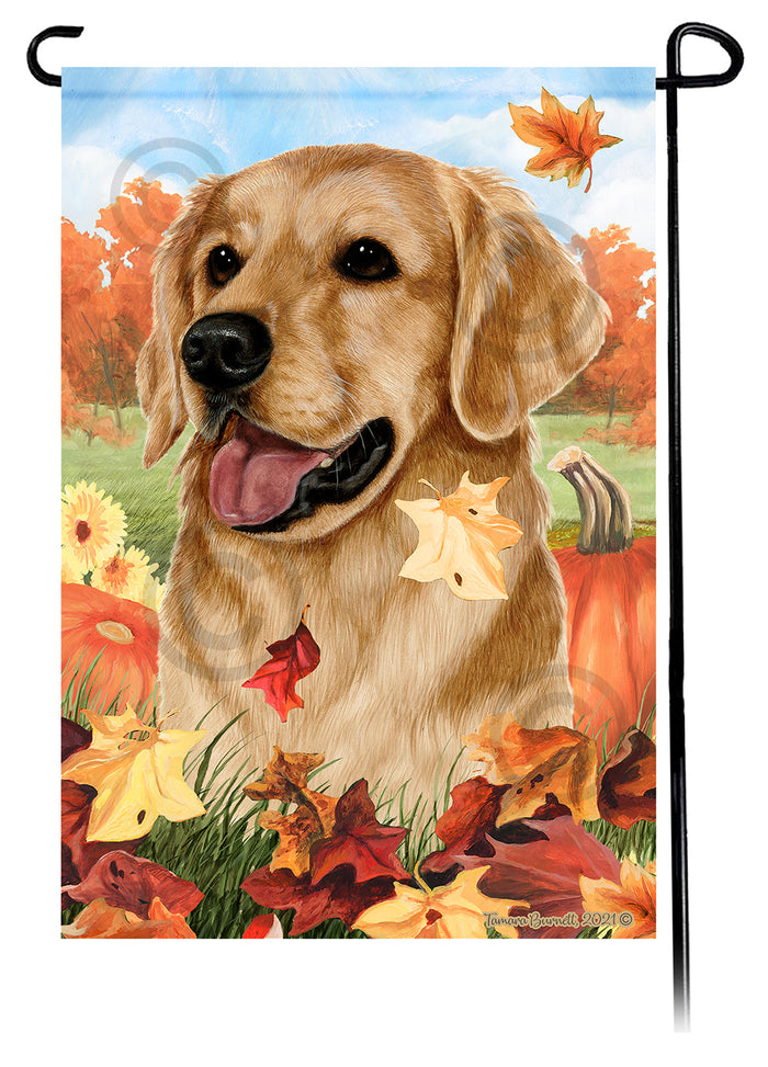 Golden Retriever Falling Leaves Garden Flags