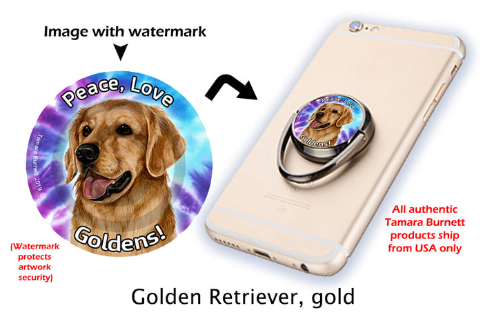 Golden Retriever Gold Phone Stand