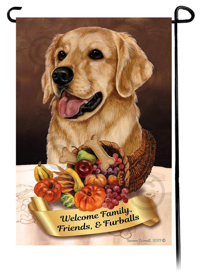 Golden Retriever Thanksgiving Garden Flags