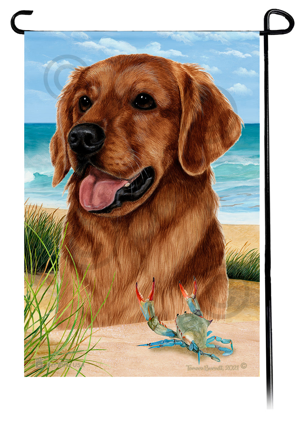 Golden Retriever Summer Flowers Garden Flag