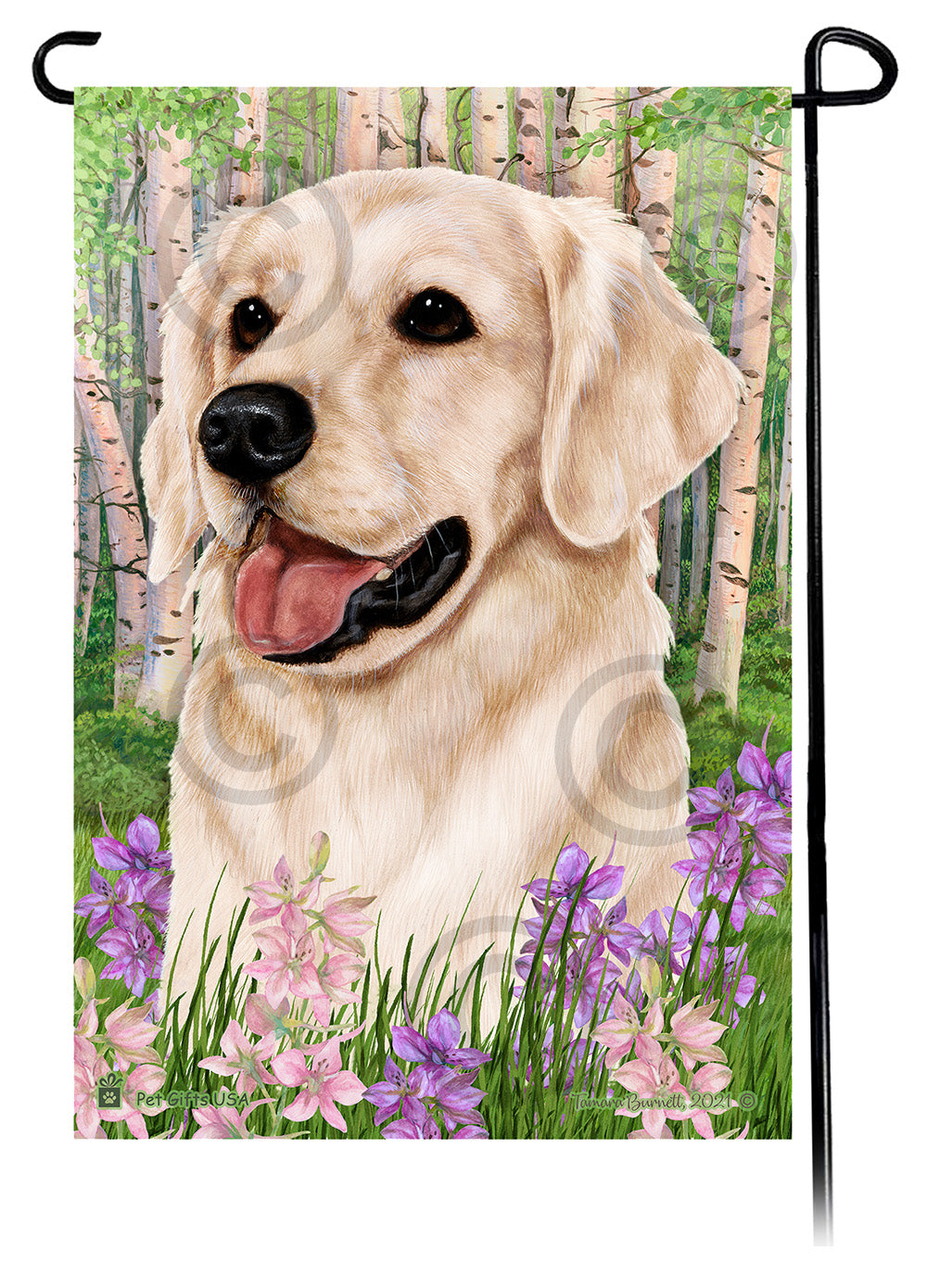 Golden Retriever Spring Flowers - Garden Flag