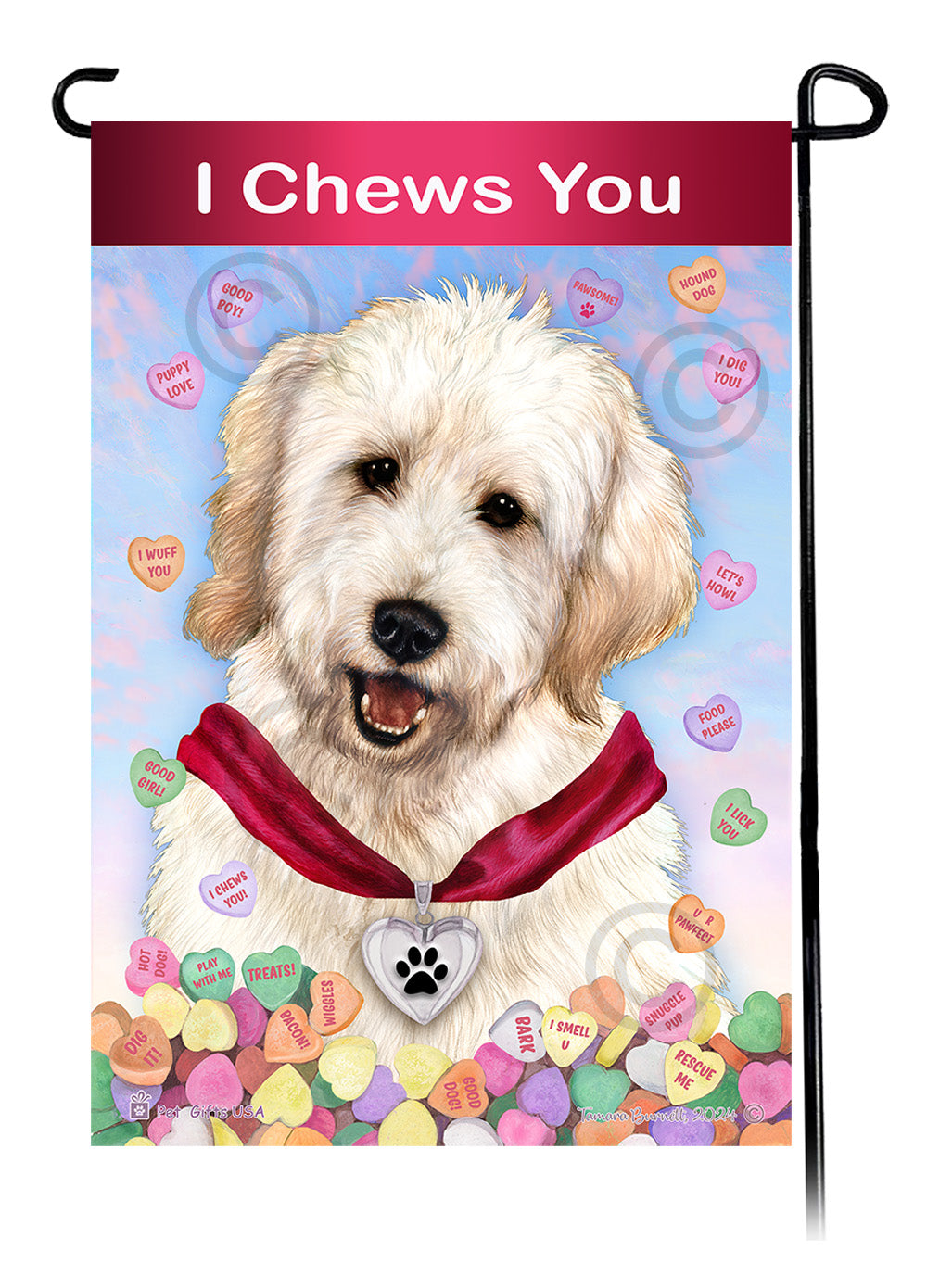 Goldendoodle Valentine Sweetheart - Garden Flag