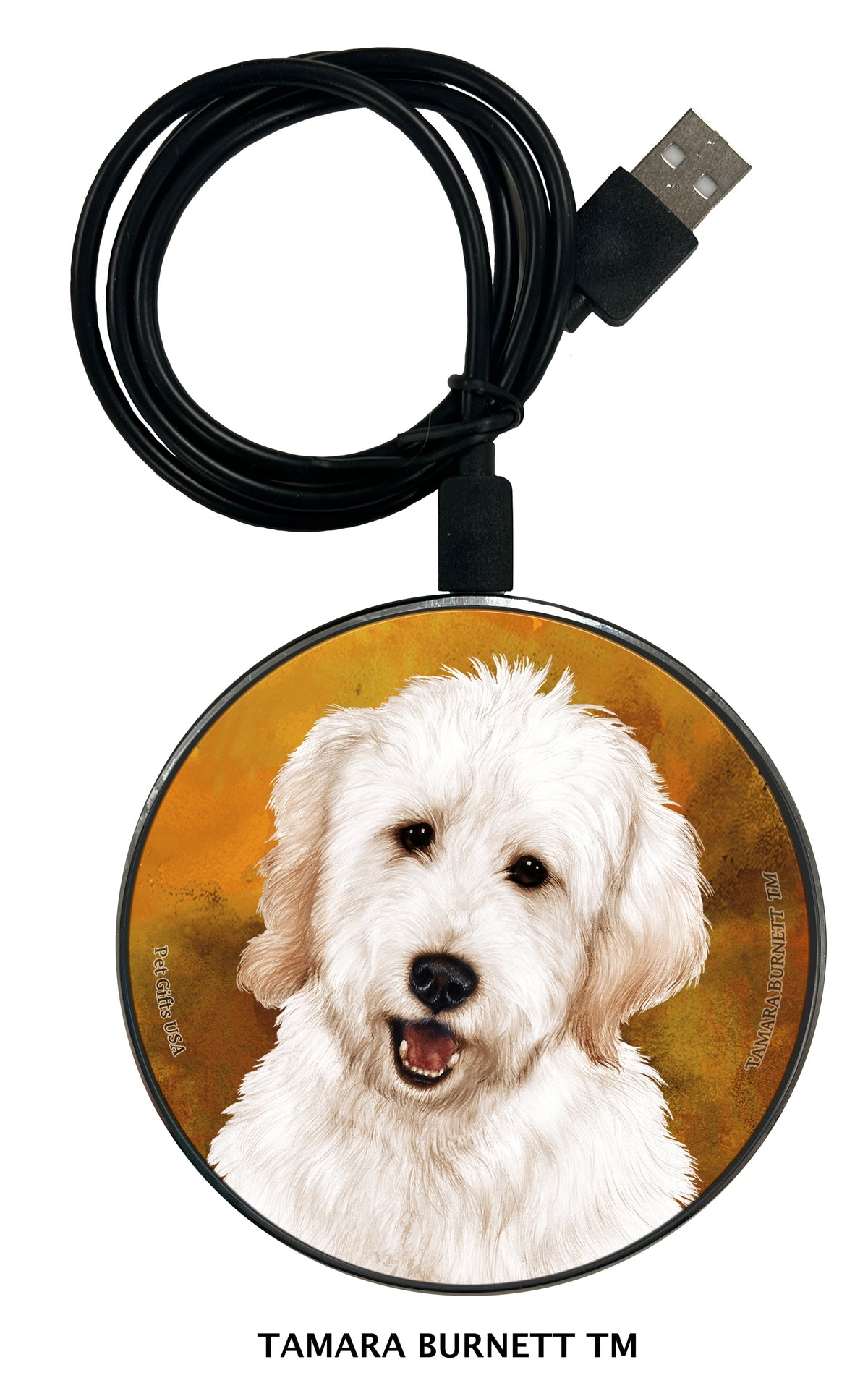 Goldendoodle White Zoomies Wireless Charger