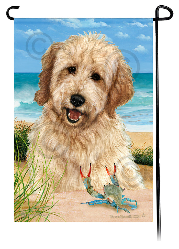 Goldendoodle Summer Flowers Garden Flag