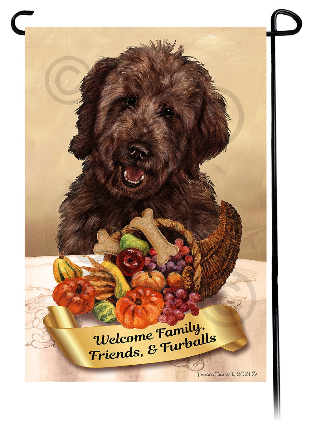 Goldendoodle Chocolate Thanksgiving Garden Flag