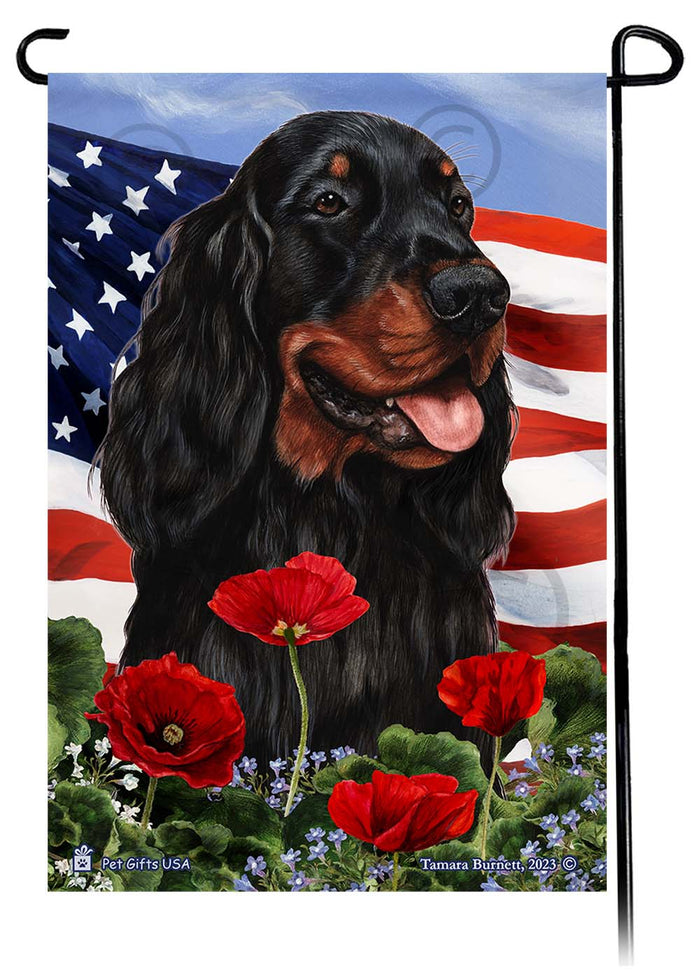Gordon Setter Patriotic Flowers Garden Flags