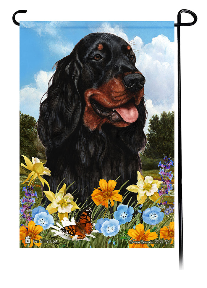Gordon Setter Summer Flowers Garden Flags