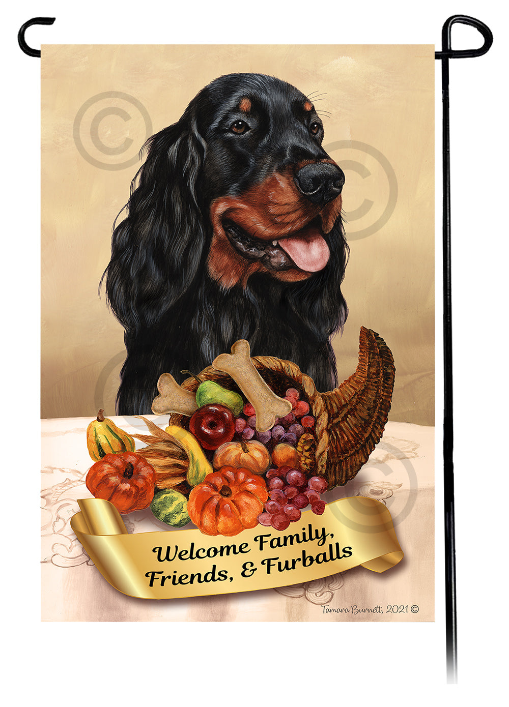 Gordon Setter Thanksgiving Garden Flags