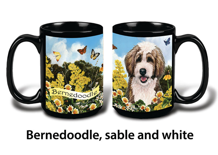 Bernedoodle (Sable and White) - Garden Party Fun Mug 15 oz
