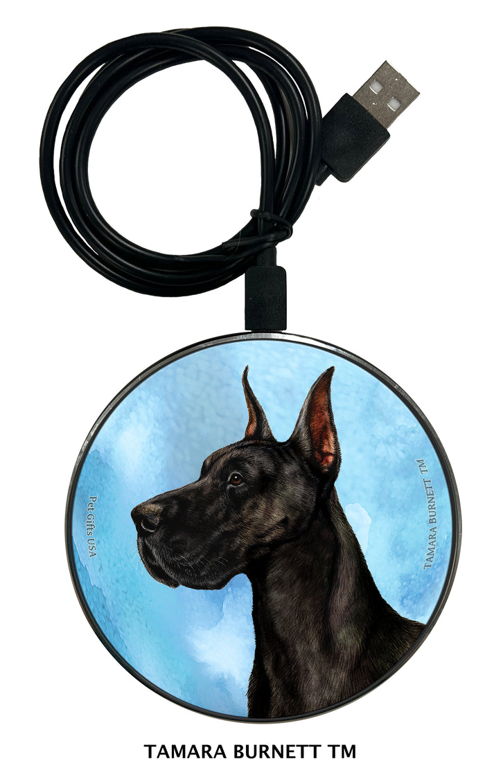 Great Dane Black Cropped Zoomies Wireless Charger