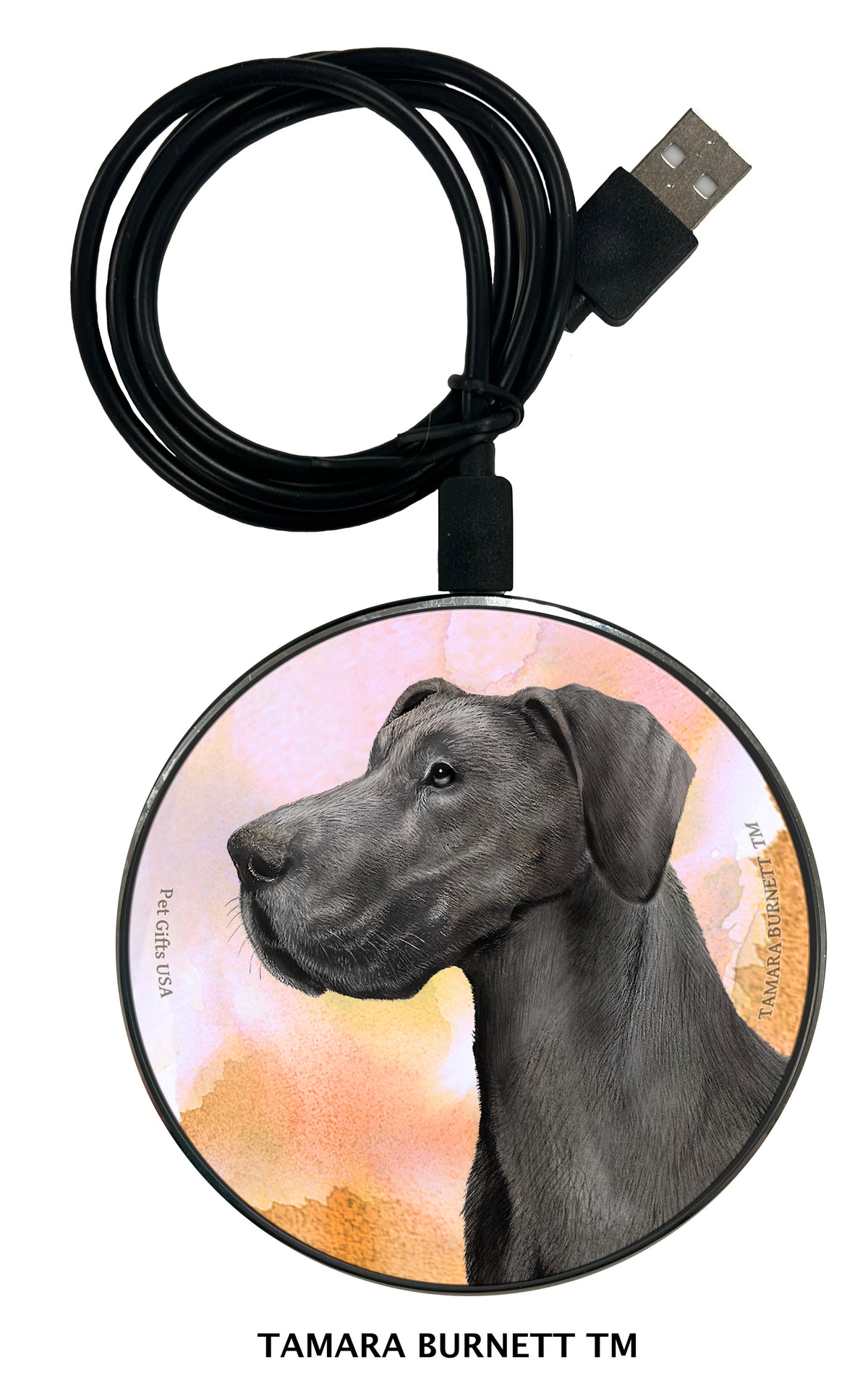 Great Dane Blue Uncropped Zoomies Wireless Charger