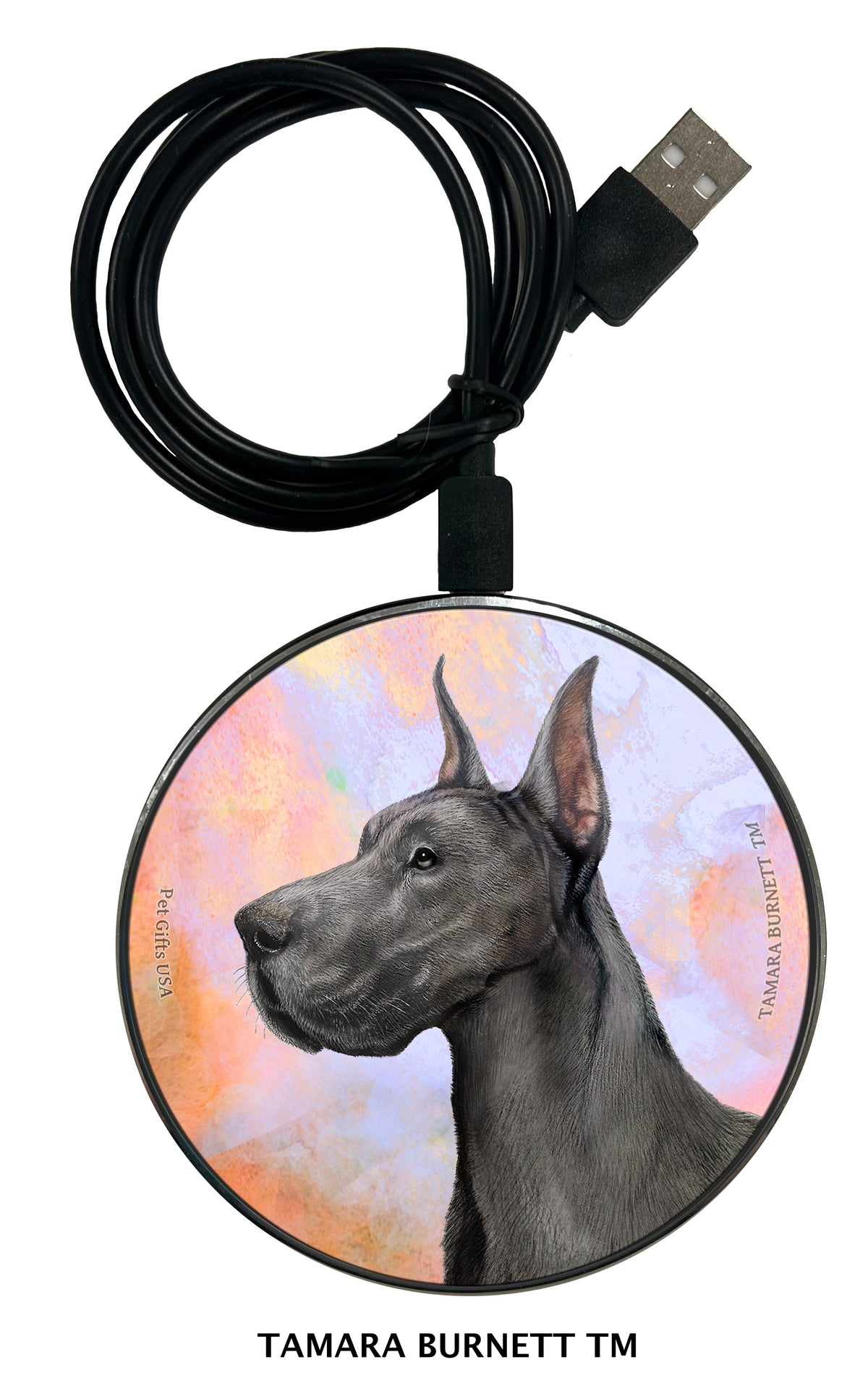 Great Dane Blue Cropped Zoomies Wireless Charger