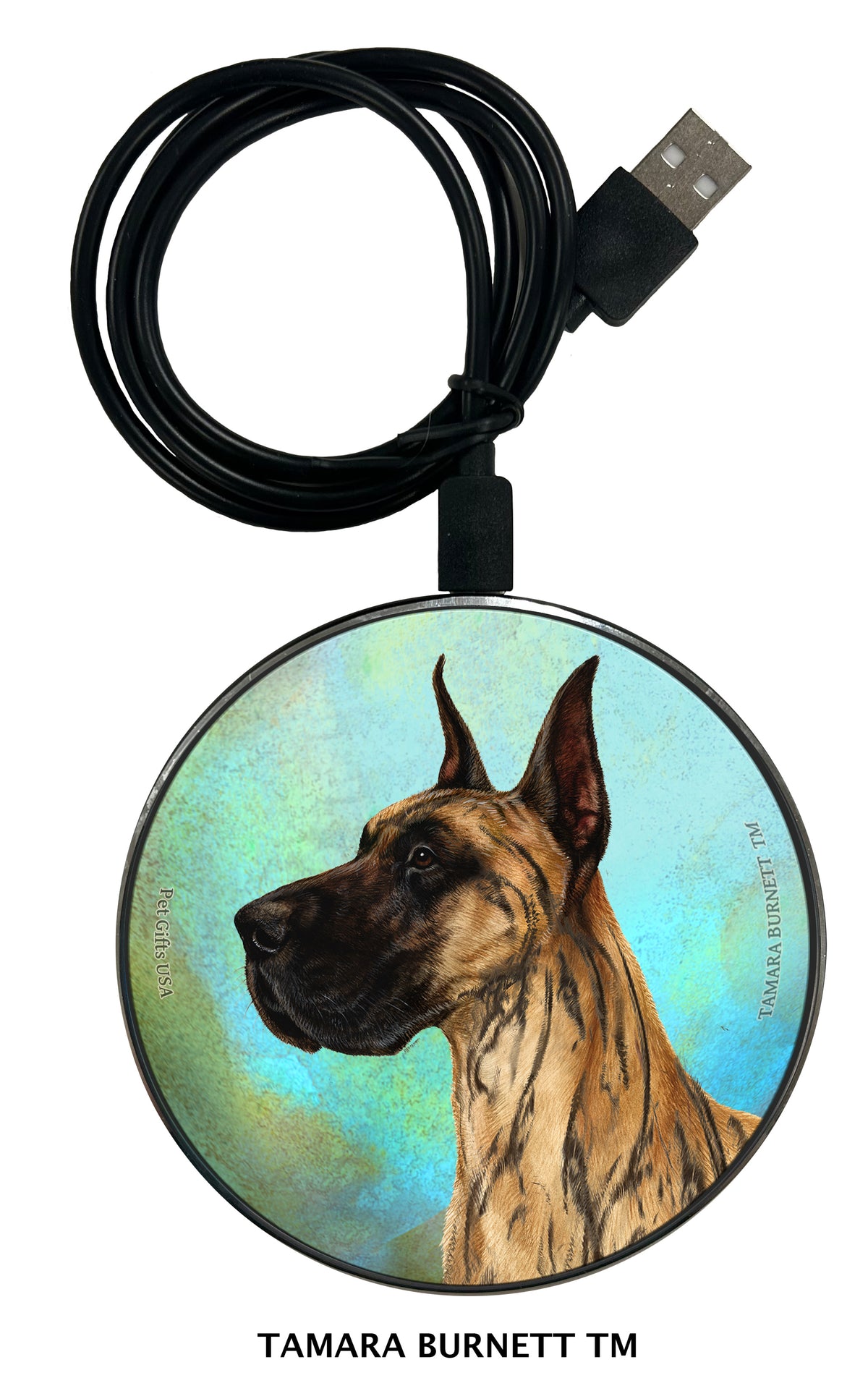 Great Dane Brindle Cropped Zoomies Wireless Charger