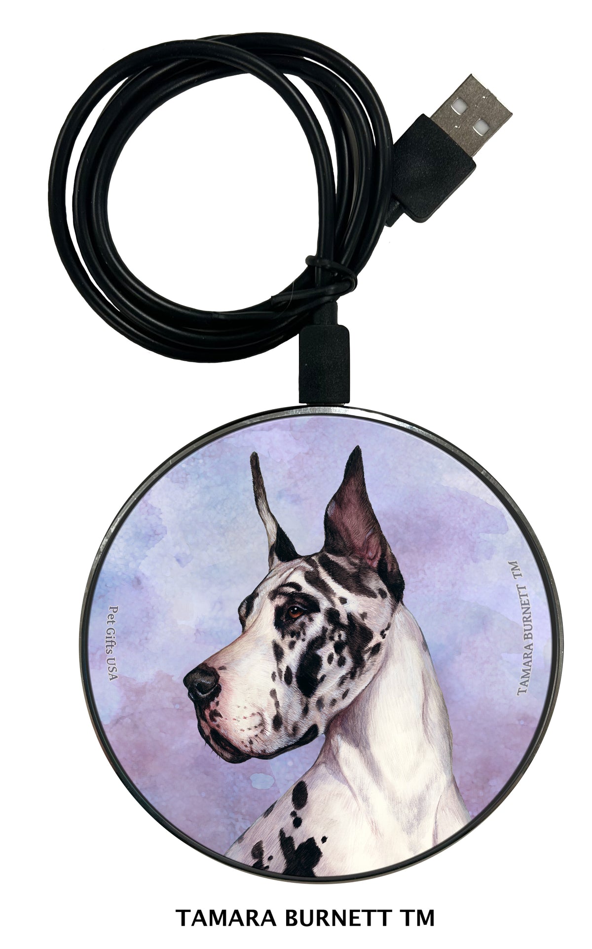 Great Dane Harlequin Cropped Zoomies Wireless Charger