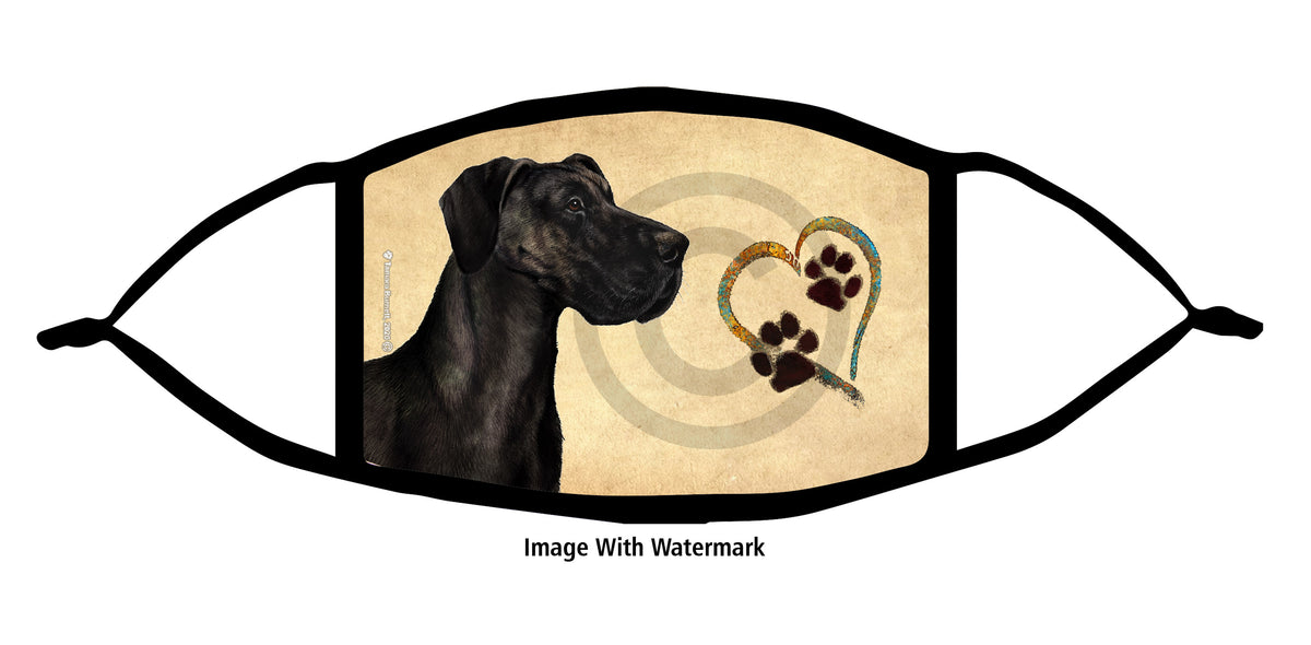 Great Dane (Black, Uncropped) Face Mask