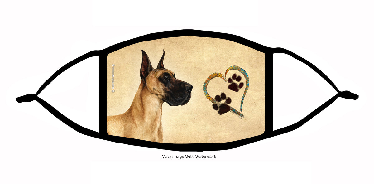 Great Dane (Fawn Cropped) Face Mask