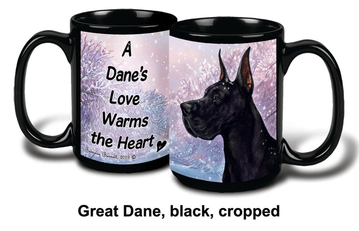 Great Dane Crop Black Winter Mug 15 oz