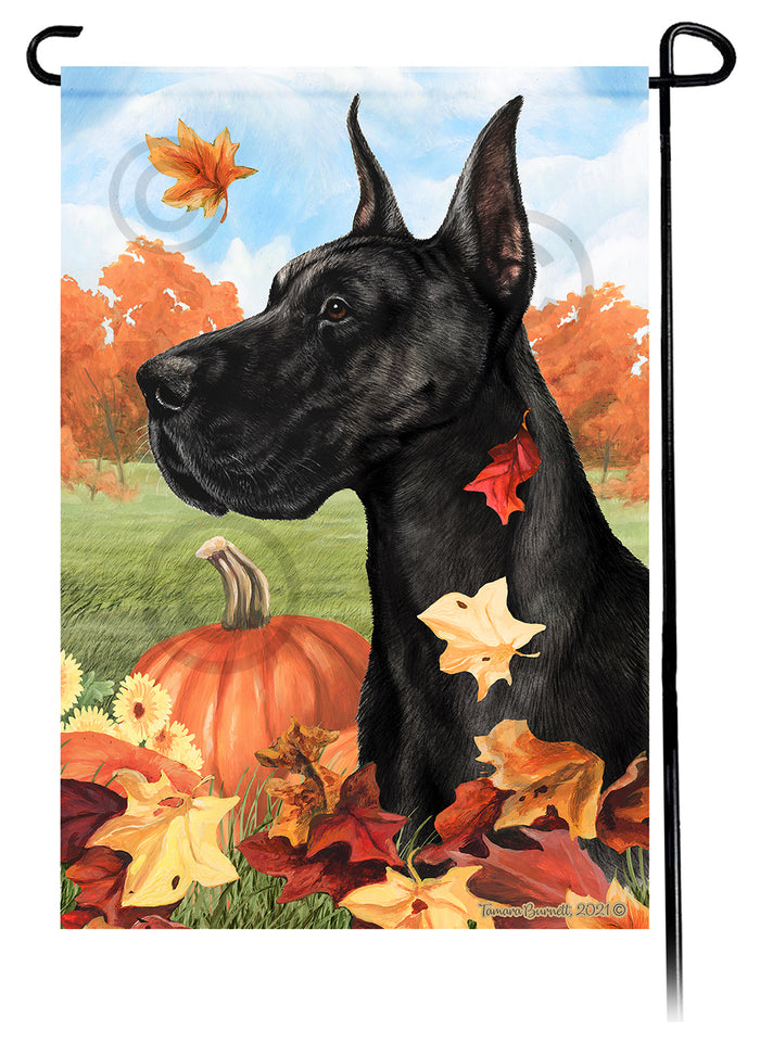 Great Dane Falling Leaves Garden Flags