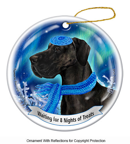 Great Dane Uncropped Black Ornament