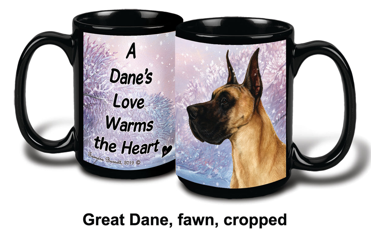 Great Dane Crop Fawn Winter Mug 15 oz