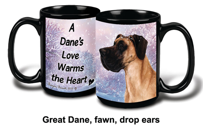 Great Dane Uncrop Fawn Winter Mug 15 oz