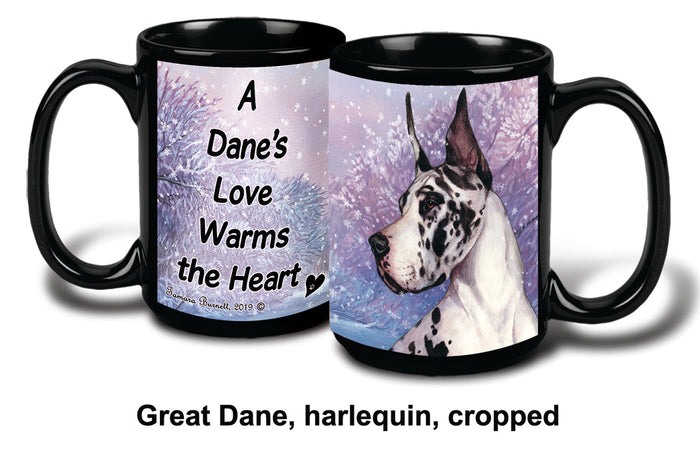 Great Dane Crop Harlequin Winter Mug 15 oz