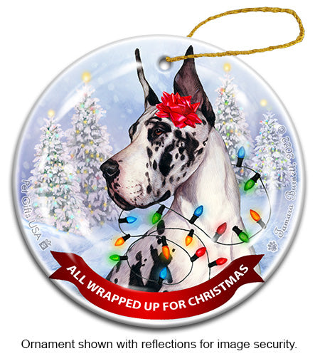 Great Dane Cropped Harlequin Ornament