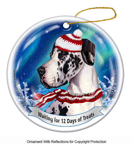 Great Dane Uncropped Harlequin Ornament