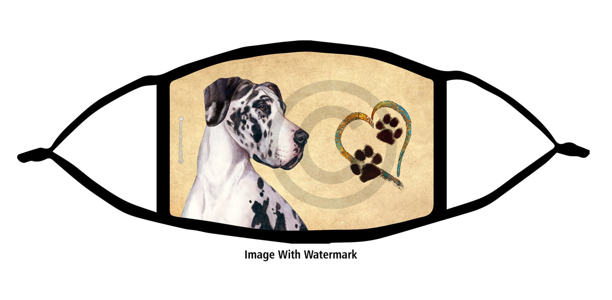 Great Dane (Harlequine, Uncropped) Face Mask