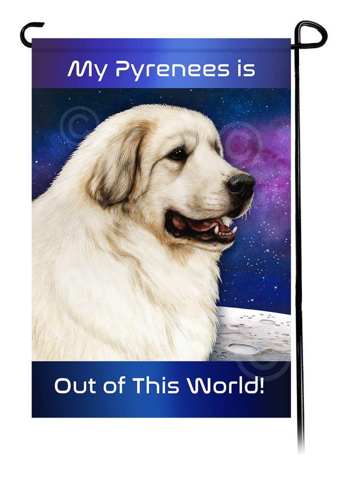 Great Pyrenees Out Of This World Garden Flags
