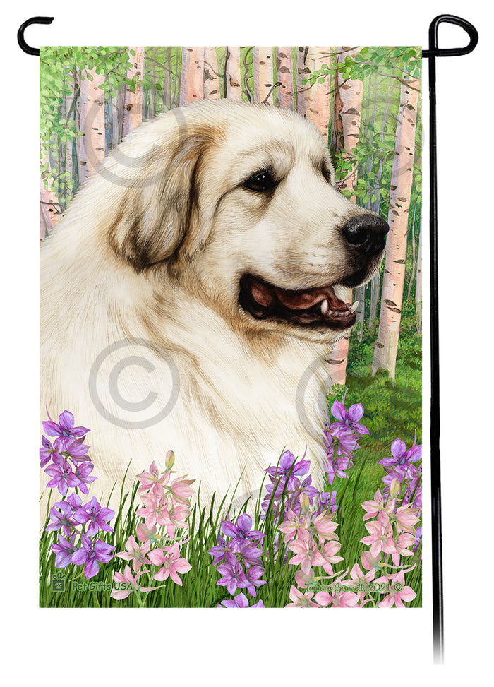 Great Pyrenees Spring Flowers Garden Flags