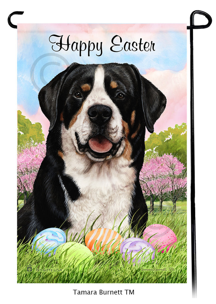 Greater Swiss Mountain Dog Happy Easter Garden Flags