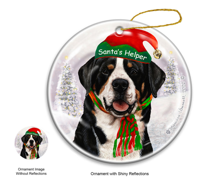 Greater Swiss Mountain Dog - Santa's Helper Ornament