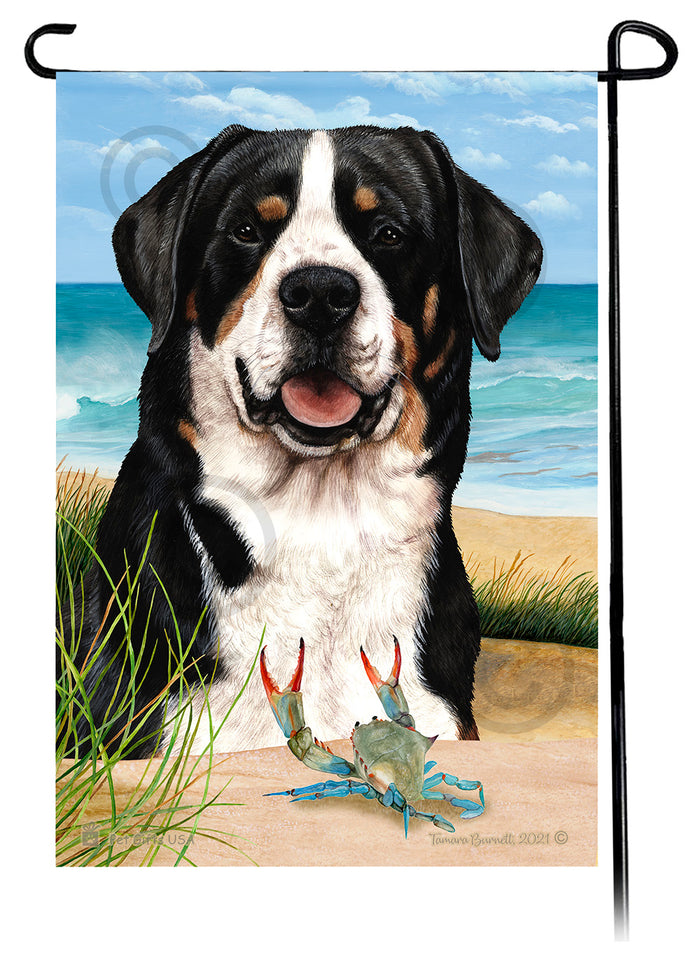 Greater Swiss Mountain Dog Summer Flowers Garden Flag