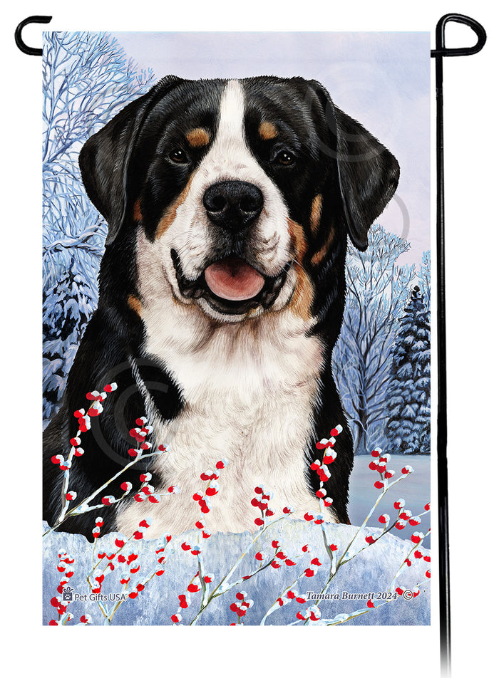 Greater Swiss Mountain Dog Winterberries Garden Flags