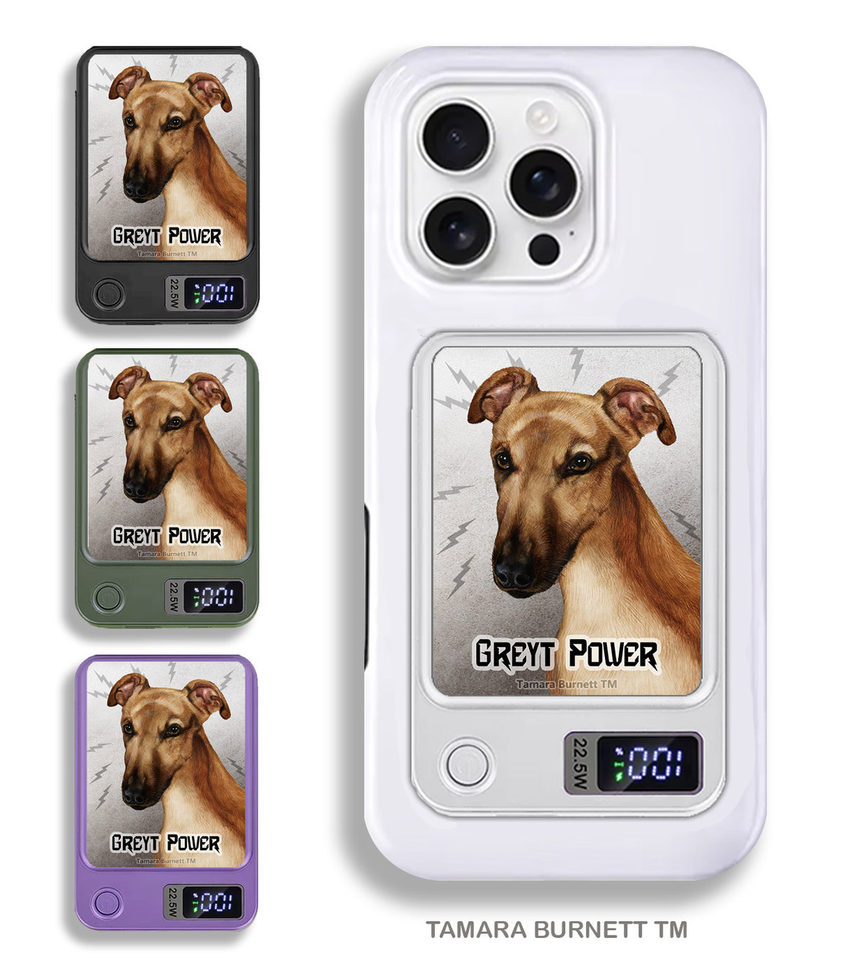 Greyhound Fawn with Mask Phone Bank Wireless Charger