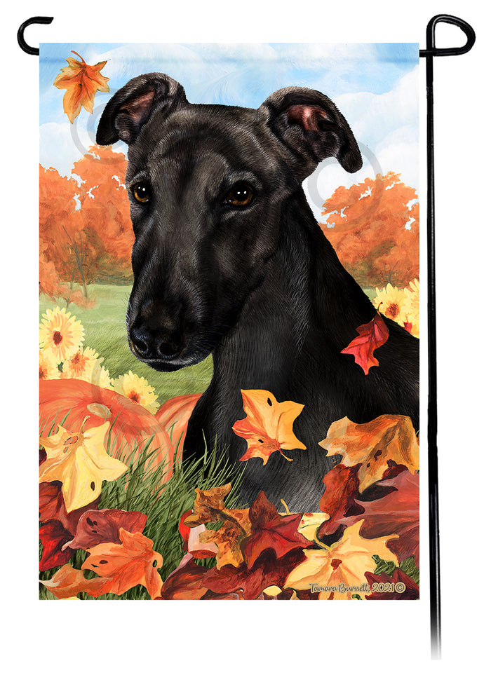 Greyhound Falling Leaves Garden Flags