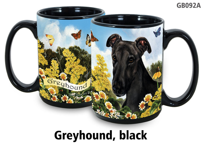 Greyhound Black - Garden Party Fun Mug 15 oz