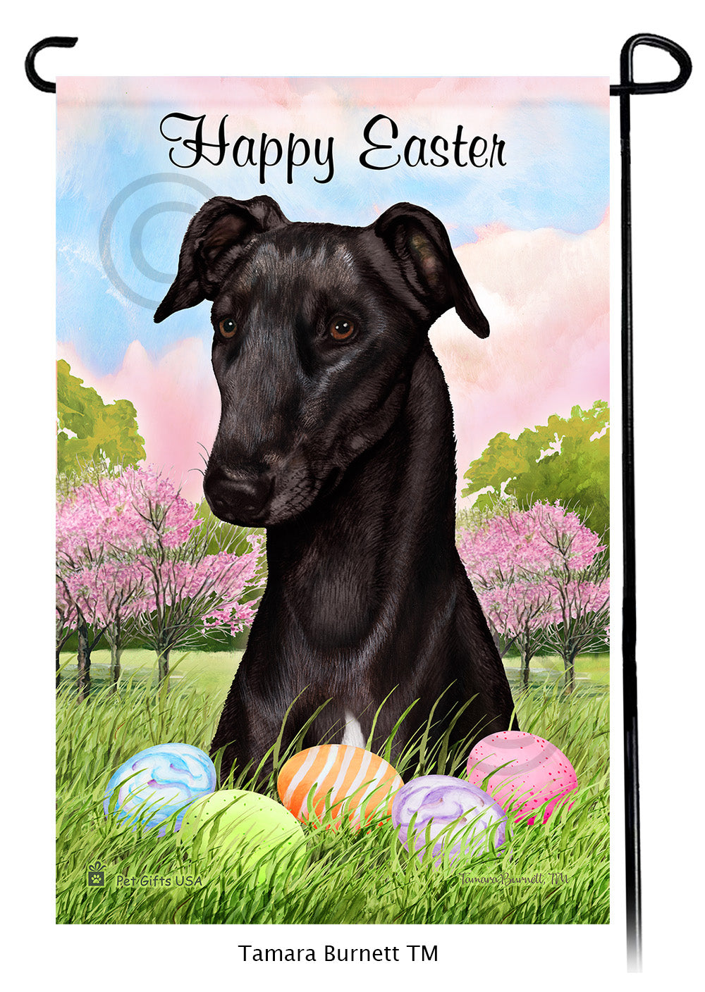 Greyhound Happy Easter Garden Flags