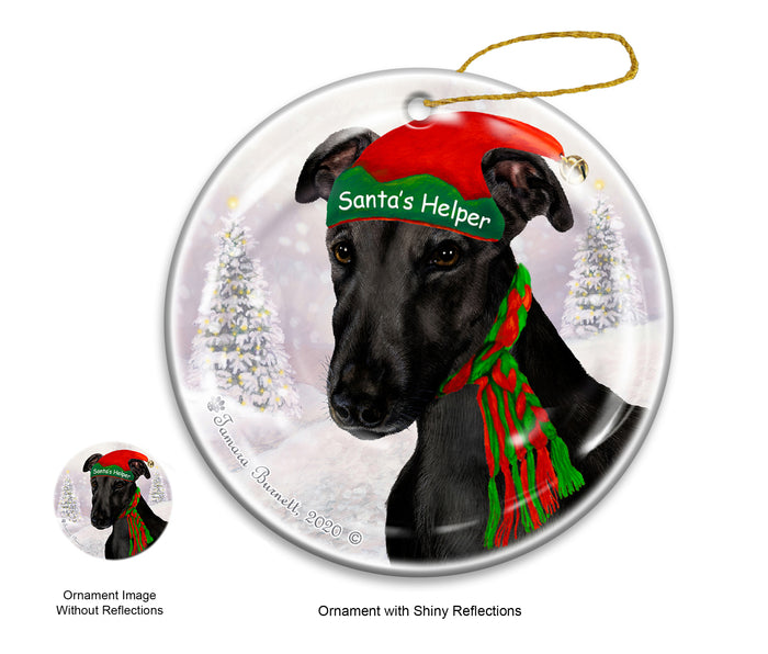 Greyhound - Santa's Helper Ornament