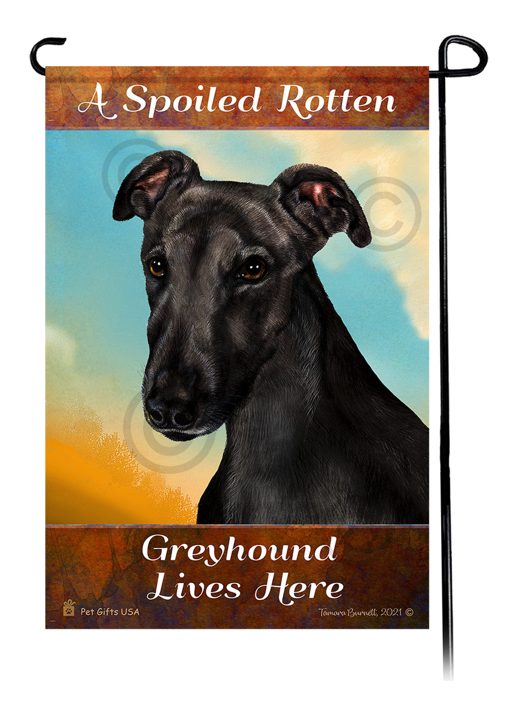 Greyhound Spoiled Rotten Garden Flags